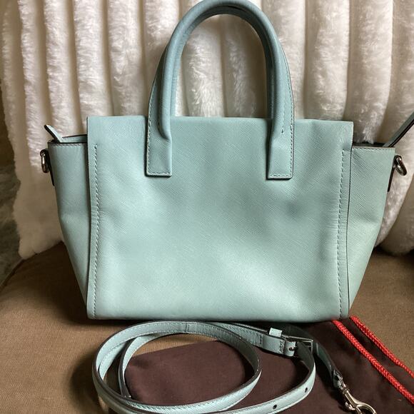 Coach Bleecker Mini Riley Carryall Leather Satchel Duck Egg Blue 30146 - Picture 3 of 8